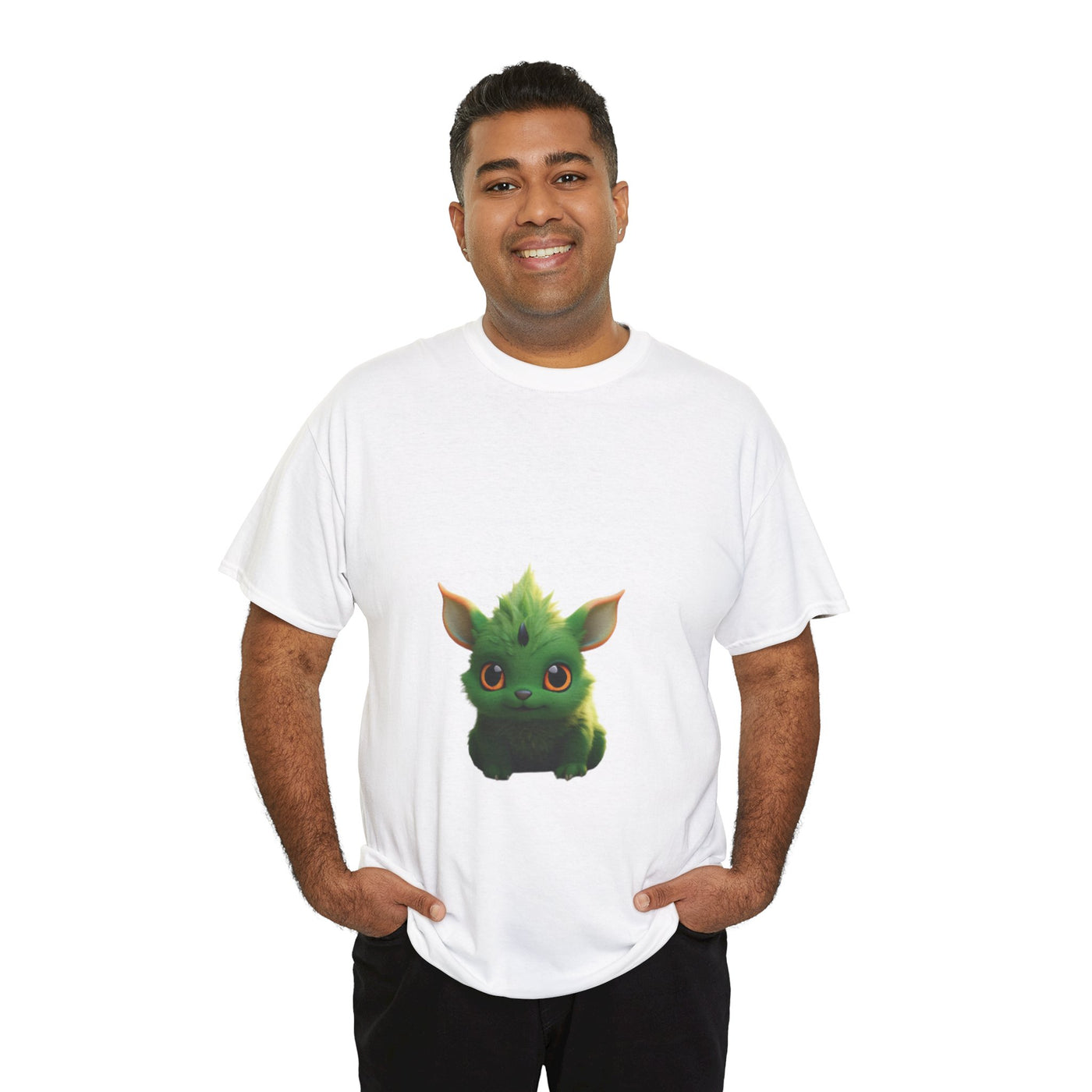 Cute Green Creature Unisex Heavy Cotton Tee