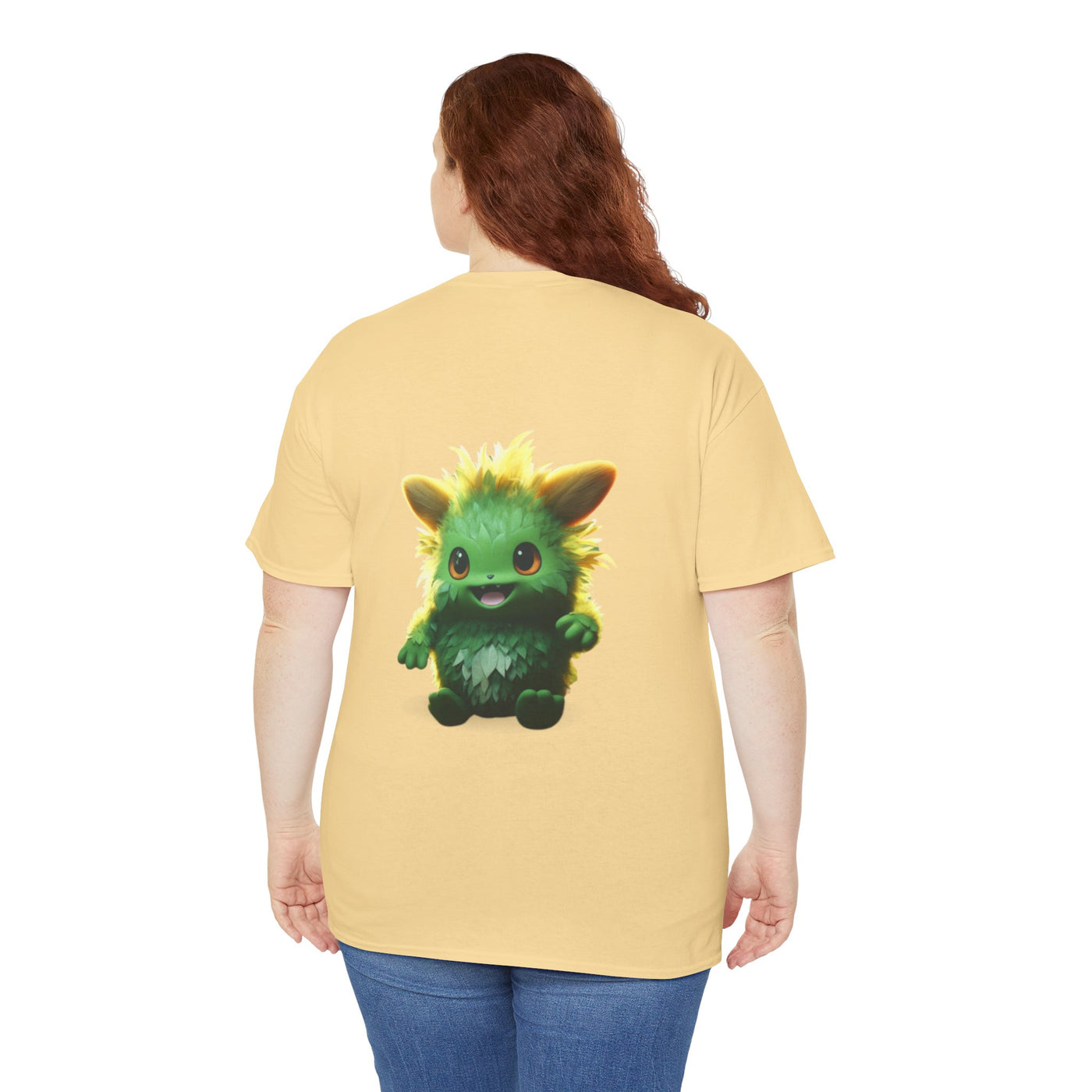 Cute Green Creature Unisex Heavy Cotton Tee | Fun Graphic Tee for Kids & Young Adults