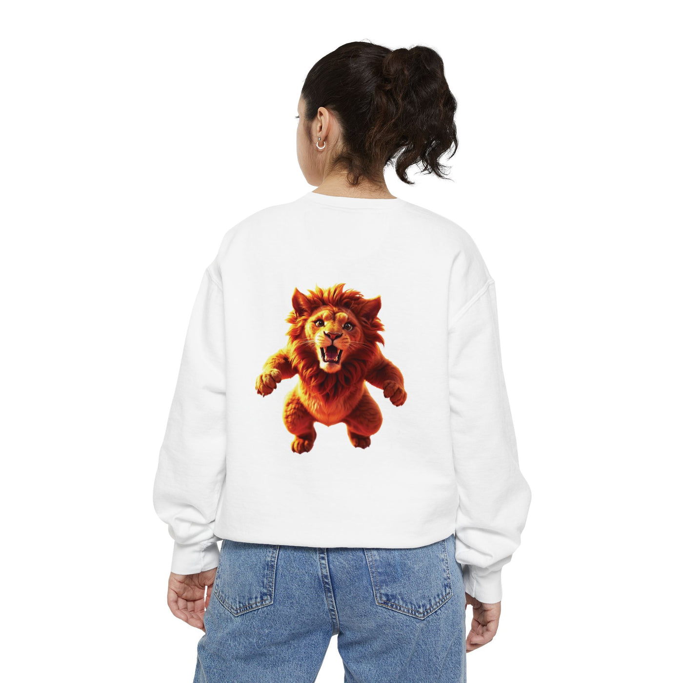 Playful Lion Graphic Unisex Sweatshirt - Garment-Dyed Comfort